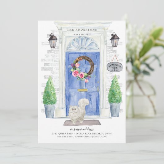 Perzische kat Blauwe deur Bewegende Aankondiging (Staand voorkant)