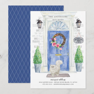 Perzische kat blauwe deur bewegende aankondiging