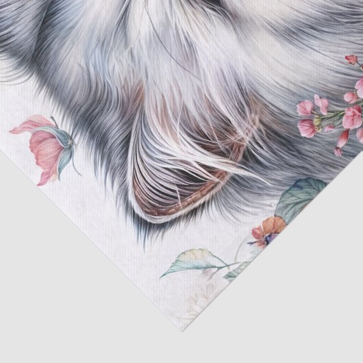 Perzische Kat Bloemen Waterverf Kunst Tissuepapier (Detail)