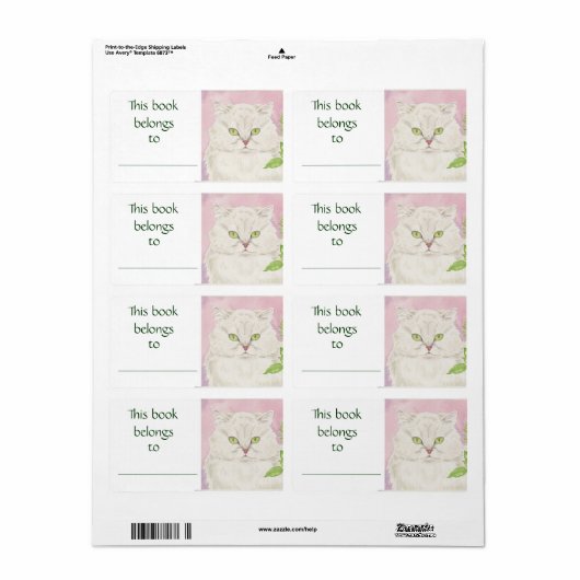 Perzische kat boek label (Full Sheet)