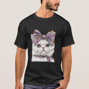 Perzische Kat Boho Wildflower Coquette Boog Moeder T-shirt
