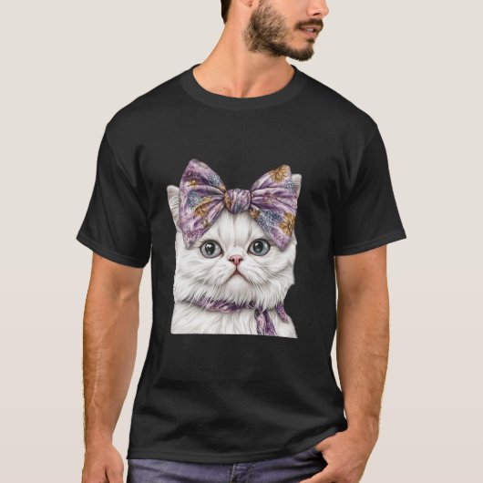 Perzische Kat Boho Wildflower Coquette Boog Moeder T-shirt (Voorkant)
