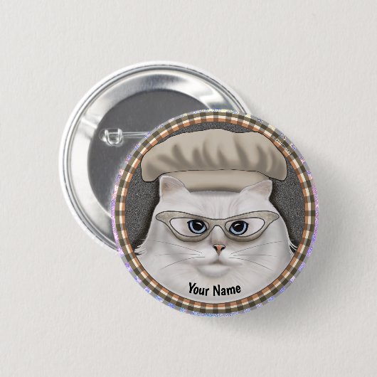Perzische kat Chef pin Ronde Button 5,7 Cm (Voorkant /achterkant)