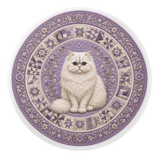 Perzische Kat Dekenkleed Keramische Knop (Voorkant)
