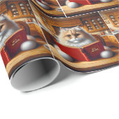 Perzische kat die een boek leest cadeaupapier (Rol Hoek)