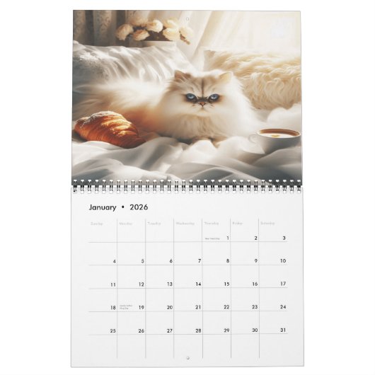 Perzische kat droomt in elk seizoen 20XX Kalender (Jan 2026)