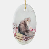 Perzische kat en boeken keramisch ornament (Rechts)