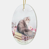 Perzische kat en boeken keramisch ornament (Links)