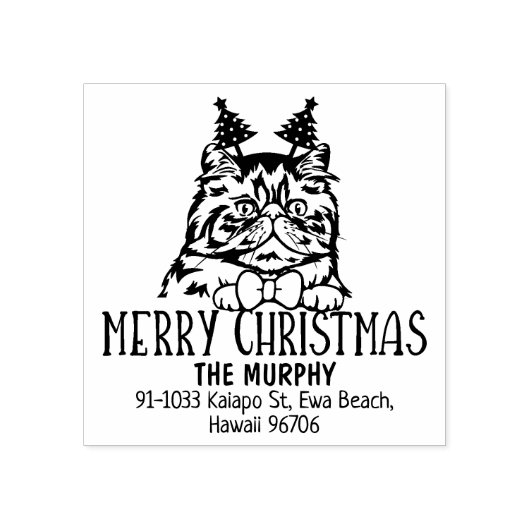 Perzische kat familie adres Kerstmis Rubberstempel (Afrduk)