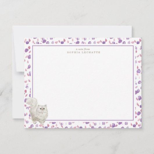 Perzische kat gepersonaliseerde briefpapier notitiekaartje (Voorkant)