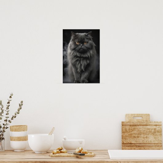Perzische Kat Huisdier Elegant Dramatisch Portret Poster (Keuken)