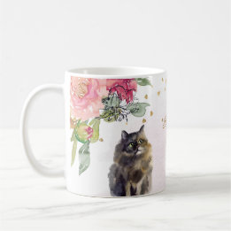 Perzische Kat Illustratie Goud Glitter Meisje Cust Koffiemok
