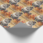 Perzische kat in de herfst verlaat Thanksgiving ku Cadeaupapier (Hoek)