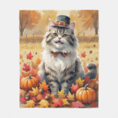 Perzische kat in de herfst verlaat Thanksgiving ku Fleece Deken (Voorkant)