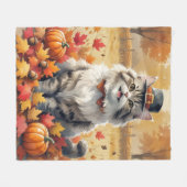 Perzische kat in de herfst verlaat Thanksgiving ku Fleece Deken (Voorkant (Horizontaal))