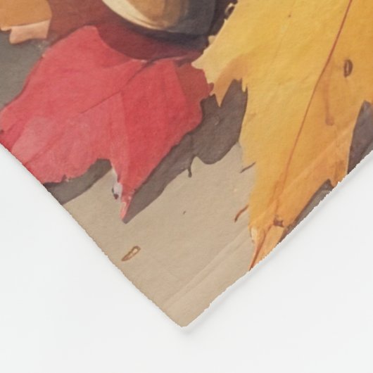 Perzische kat in de herfst verlaat Thanksgiving ku Fleece Deken (Hoek)