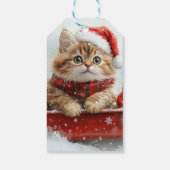 Perzische kat in slee laat het sneeuwen Kerstmis Cadeaulabel (Achterkant)