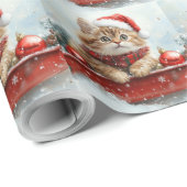 Perzische kat in slee laat het sneeuwen Kerstmis Cadeaupapier (Rol Hoek)