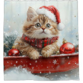 Perzische kat in slee laat het sneeuwen Kerstmis Douchegordijn (Voorkant)