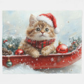 Perzische kat in slee laat het sneeuwen Kerstmis Fleece Deken (Voorkant (Horizontaal))