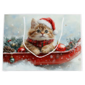 Perzische kat in slee laat het sneeuwen Kerstmis Groot Cadeauzakje (Voorkant)