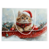 Perzische kat in slee laat het sneeuwen Kerstmis Groot Cadeauzakje (Achterkant)