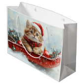 Perzische kat in slee laat het sneeuwen Kerstmis Groot Cadeauzakje (Achterkant Gekanteld)