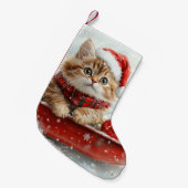 Perzische kat in slee laat het sneeuwen Kerstmis Kleine Kerstsok (Voorkant (Hangend))