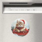Perzische kat in slee laat het sneeuwen Kerstmis Magneet (Insitu (Vaatwasser))