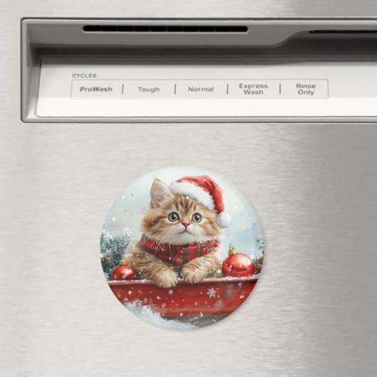 Perzische kat in slee laat het sneeuwen Kerstmis Magneet (Insitu (Vaatwasser))