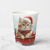 Perzische kat in slee laat het sneeuwen Kerstmis Papieren Bekers (Achterkant)