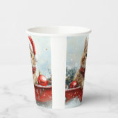 Perzische kat in slee laat het sneeuwen Kerstmis Papieren Bekers (Links)