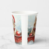 Perzische kat in slee laat het sneeuwen Kerstmis Papieren Bekers (Rechts)