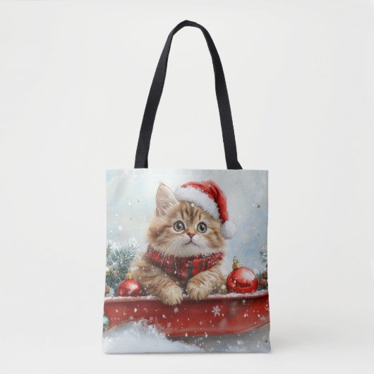 Perzische kat in slee laat het sneeuwen Kerstmis Tote Bag (Voorkant)