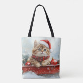 Perzische kat in slee laat het sneeuwen Kerstmis Tote Bag (Achterkant)