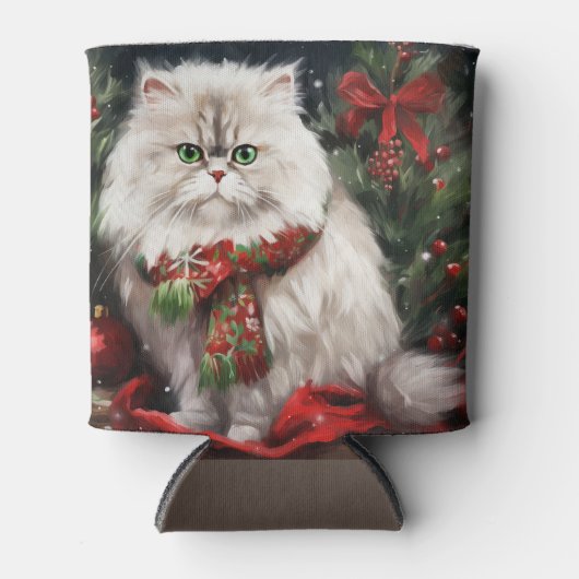 Perzische Kat in Sneeuw Kerstmis Blikjeskoeler (Voorkant)