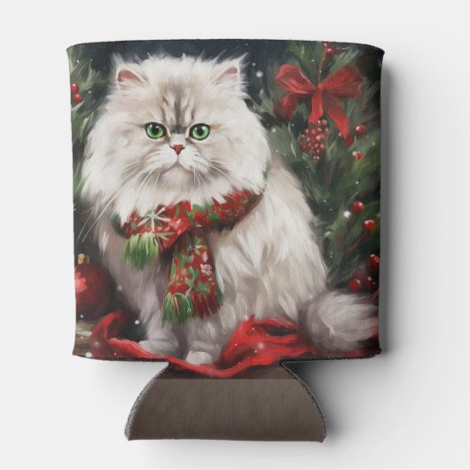 Perzische Kat in Sneeuw Kerstmis Blikjeskoeler (Achterkant)