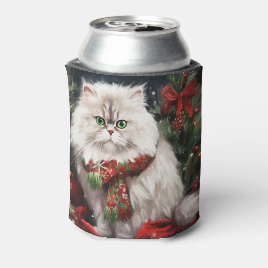 Perzische Kat in Sneeuw Kerstmis Blikjeskoeler (Blikje Achterkant)