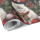 Perzische Kat in Sneeuw Kerstmis Cadeaupapier (Rol Hoek)