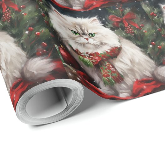 Perzische kat in sneeuw Kerstmis Cadeaupapier (Rol Hoek)