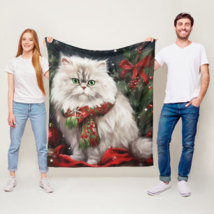 Perzische Kat in Sneeuw Kerstmis Fleece Deken
