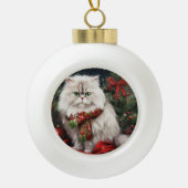 Perzische Kat in Sneeuw Kerstmis Keramische Bal Ornament (Voorkant)