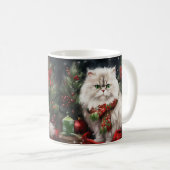 Perzische Kat in Sneeuw Kerstmis Koffiemok (Voorkant rechts)