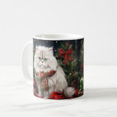 Perzische Kat in Sneeuw Kerstmis Koffiemok (Voorkant links)