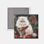 Perzische Kat in Sneeuw Kerstmis Magneet (Voorkant / Achterkant)