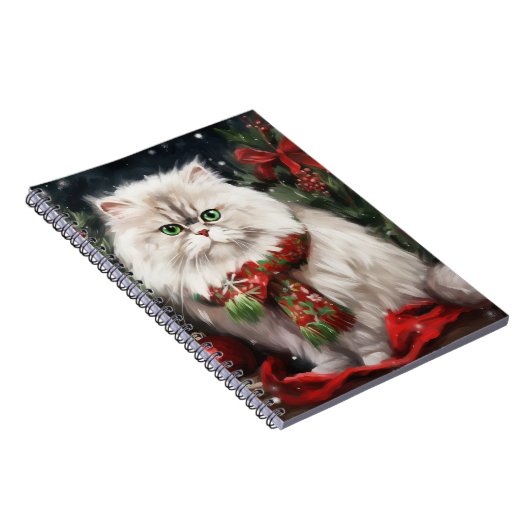 Perzische Kat in Sneeuw Kerstmis Notitieboek (Rechterzijde)