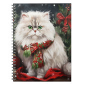 Perzische Kat in Sneeuw Kerstmis Notitieboek (Voorkant)