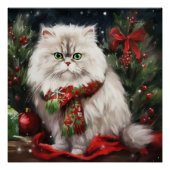 Perzische Kat in Sneeuw Kerstmis Perfect Poster (Voorkant)
