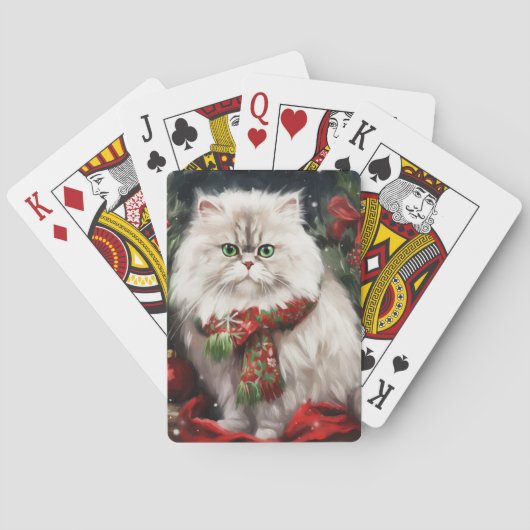 Perzische Kat in Sneeuw Kerstmis Pokerkaarten (Achterkant)