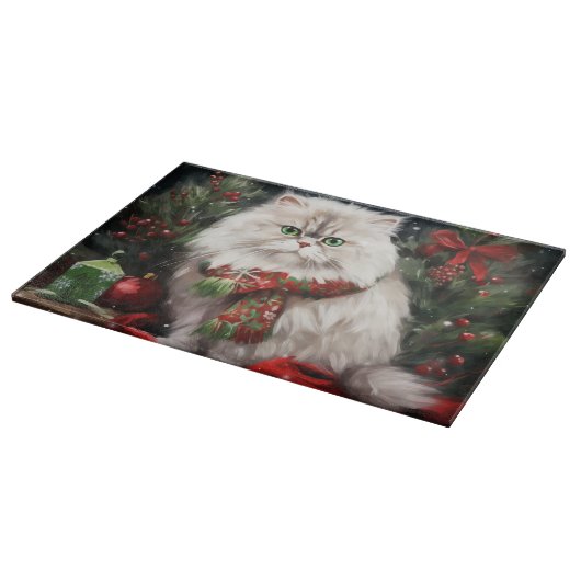 Perzische Kat in Sneeuw Kerstmis Snijplank (Hoek)